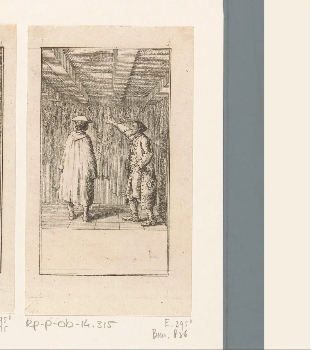 Abraham en de zadelmaker in de winkel by Daniel Nikolaus Chodowiecki, print, 1781