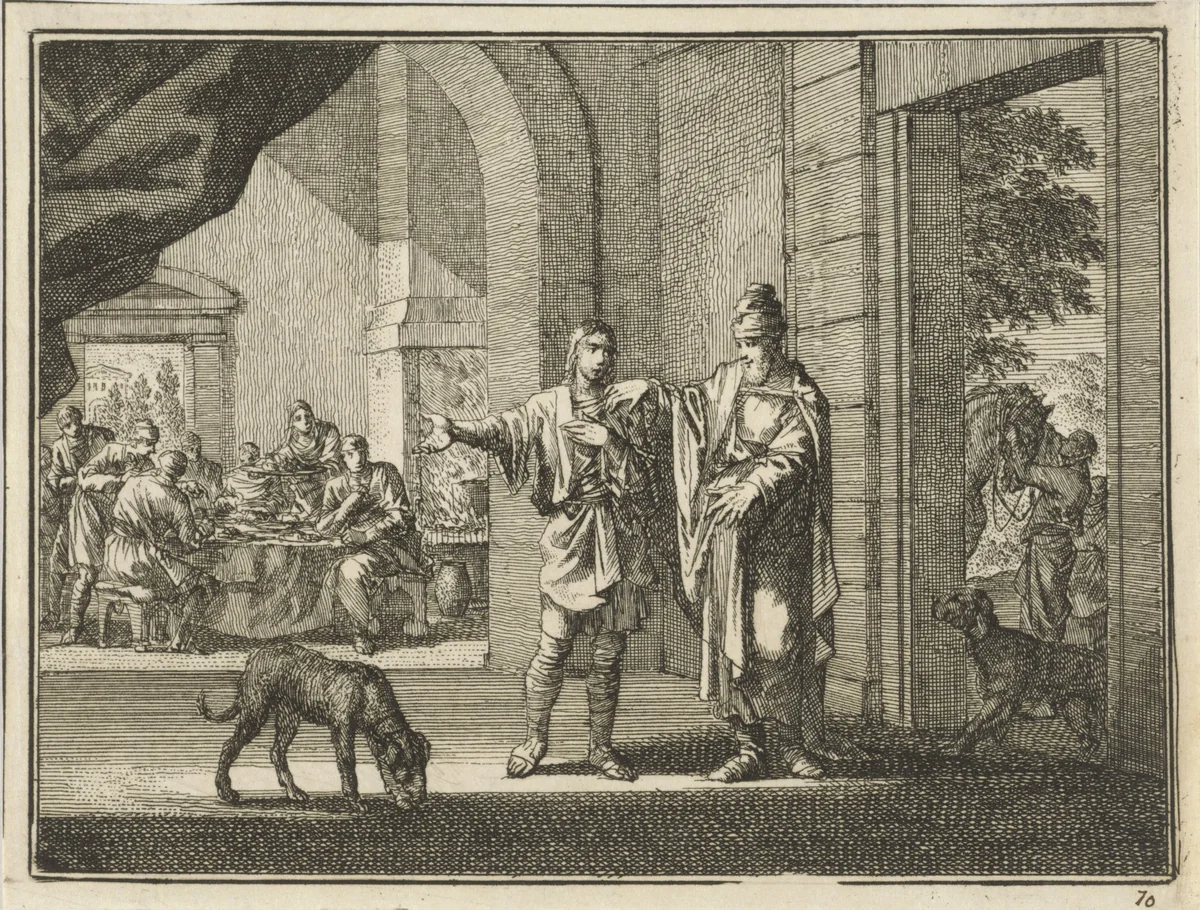 Gelijkenis van de getrouwe huisbezorger by Jan Luyken, print, 1712
