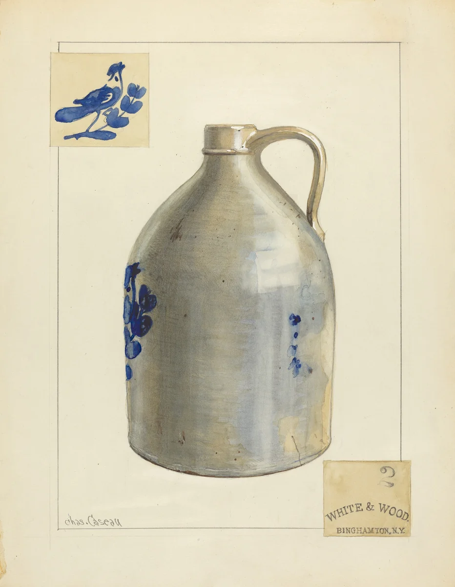 Stoneware Jug by Charles Caseau, index of american design, 1935-1942