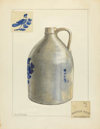 Stoneware Jug by Charles Caseau, index of american design, 1935-1942