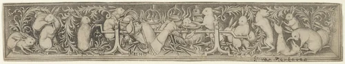 Hares Roasting the Hunter by Israhel van Meckenem, print, 1435-1503