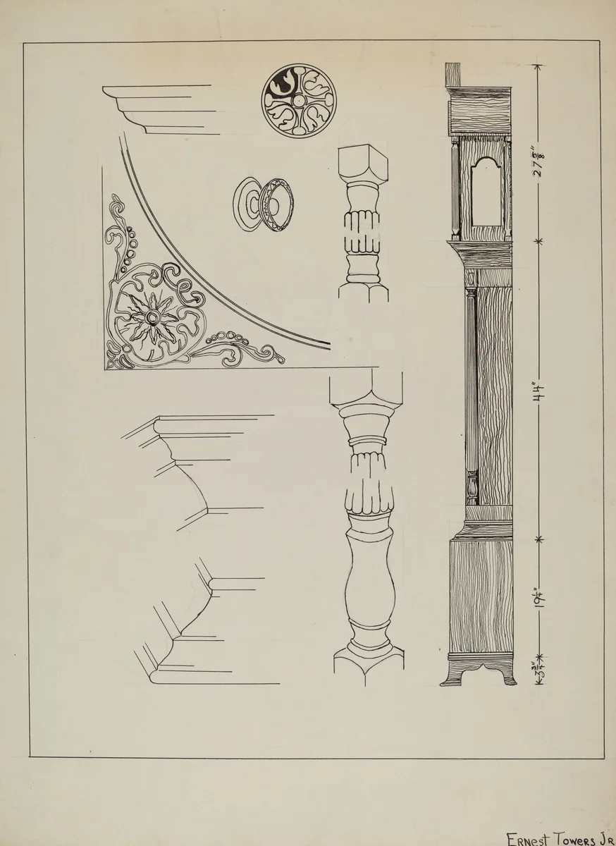 Clock by Ernest A. Towers, Jr., index of american design, 1936