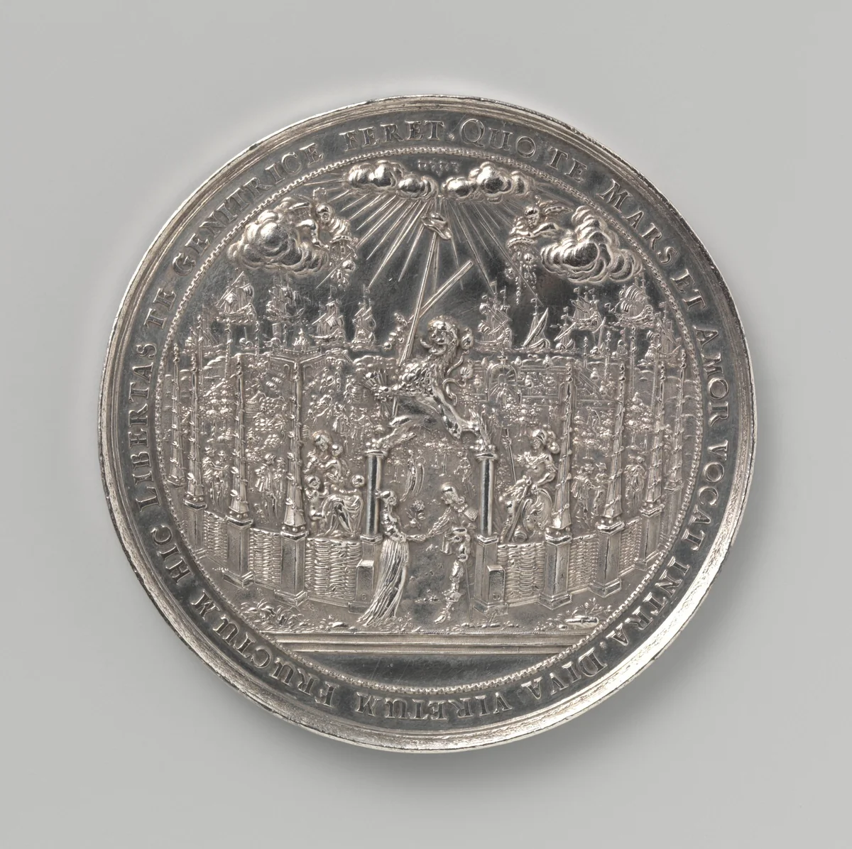 Penning ter ere van Frederik Hendrik en de aankomst van Maria van Engeland by Sebastian Dadler, metalwork, 1642