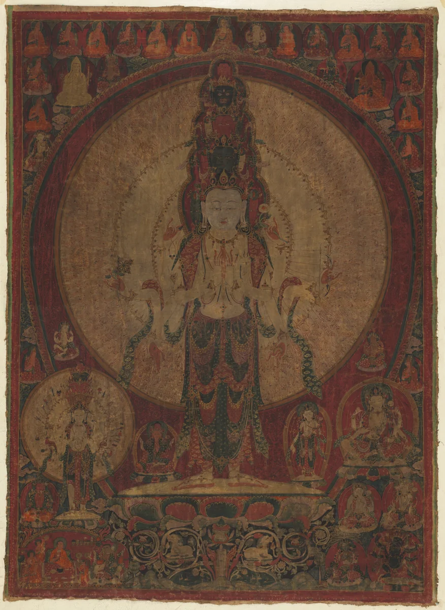 Eleven-Headed, Thousand-Armed Bodhisattva of Compassion (Avalokiteshvara) by Unknown, painting, 1495-1505