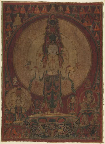 Eleven-Headed, Thousand-Armed Bodhisattva of Compassion (Avalokiteshvara) by Unknown, painting, 1495-1505