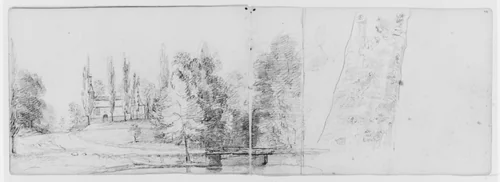 Landscape with Schoolhouse; Study of a Tree (from Sketchbook) by Asher Brown Durand, artwork, 1796-1886