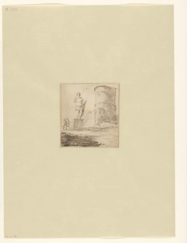 Romeins standbeeld en ruïnes by Jan Linsen, drawing, 1630