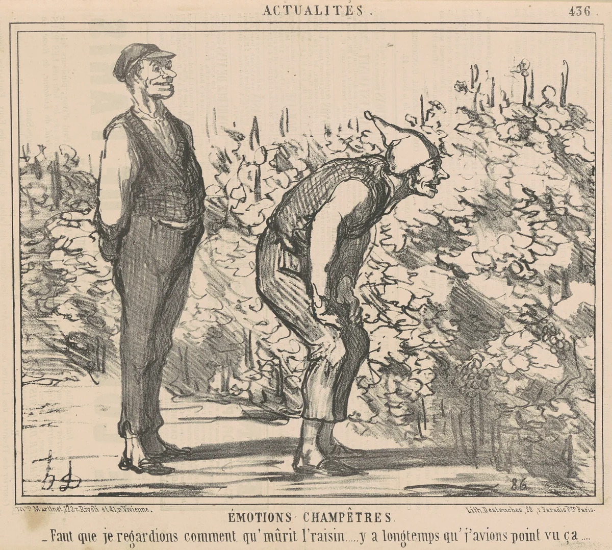 Faut que je egardions comment qu'murit l'raisin ... by Honoré Daumier, print, 1857