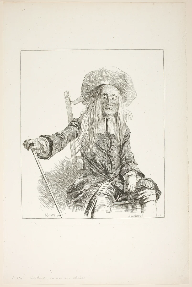 Man Seated on a Chair by François Boucher
Jean Antoine Watteau, print, 1721-1726