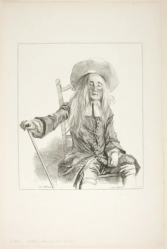 Man Seated on a Chair by François Boucher
Jean Antoine Watteau, print, 1721-1726