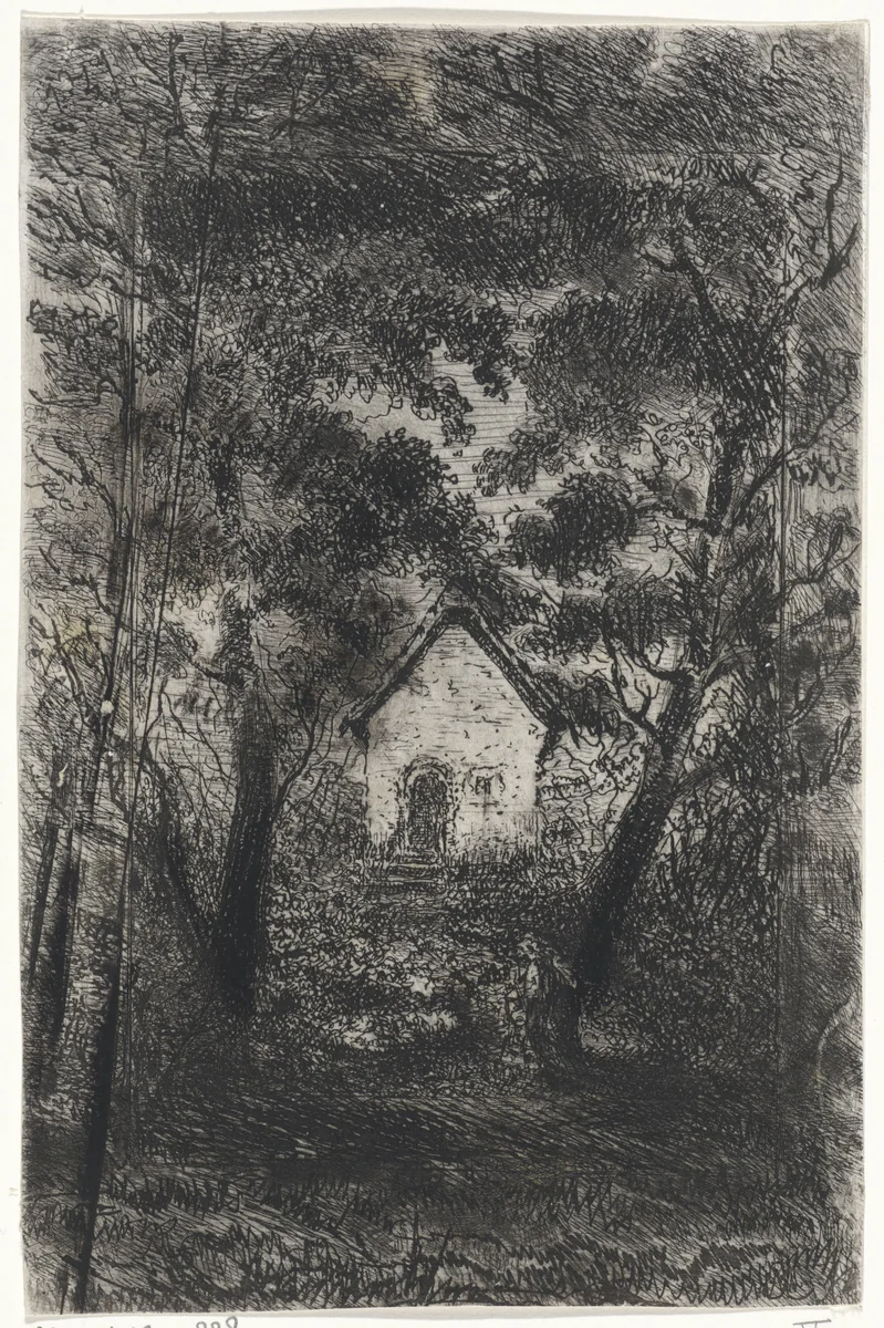 Kapel in het bos by Arnoud Schaepkens, print, 1831-1904
