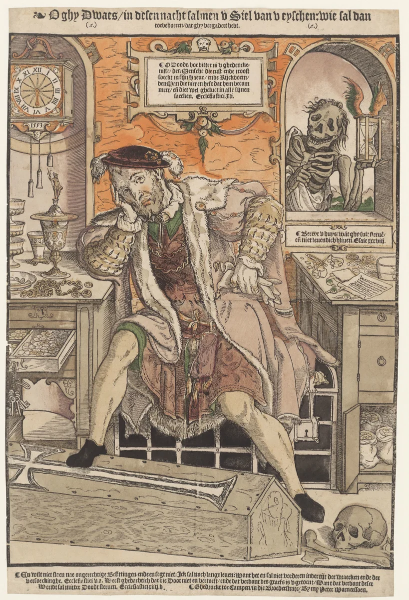 De rijke man en de Dood by Unknown, print, 1553