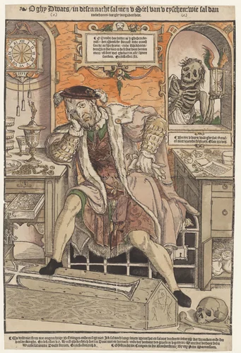 De rijke man en de Dood by Unknown, print, 1553