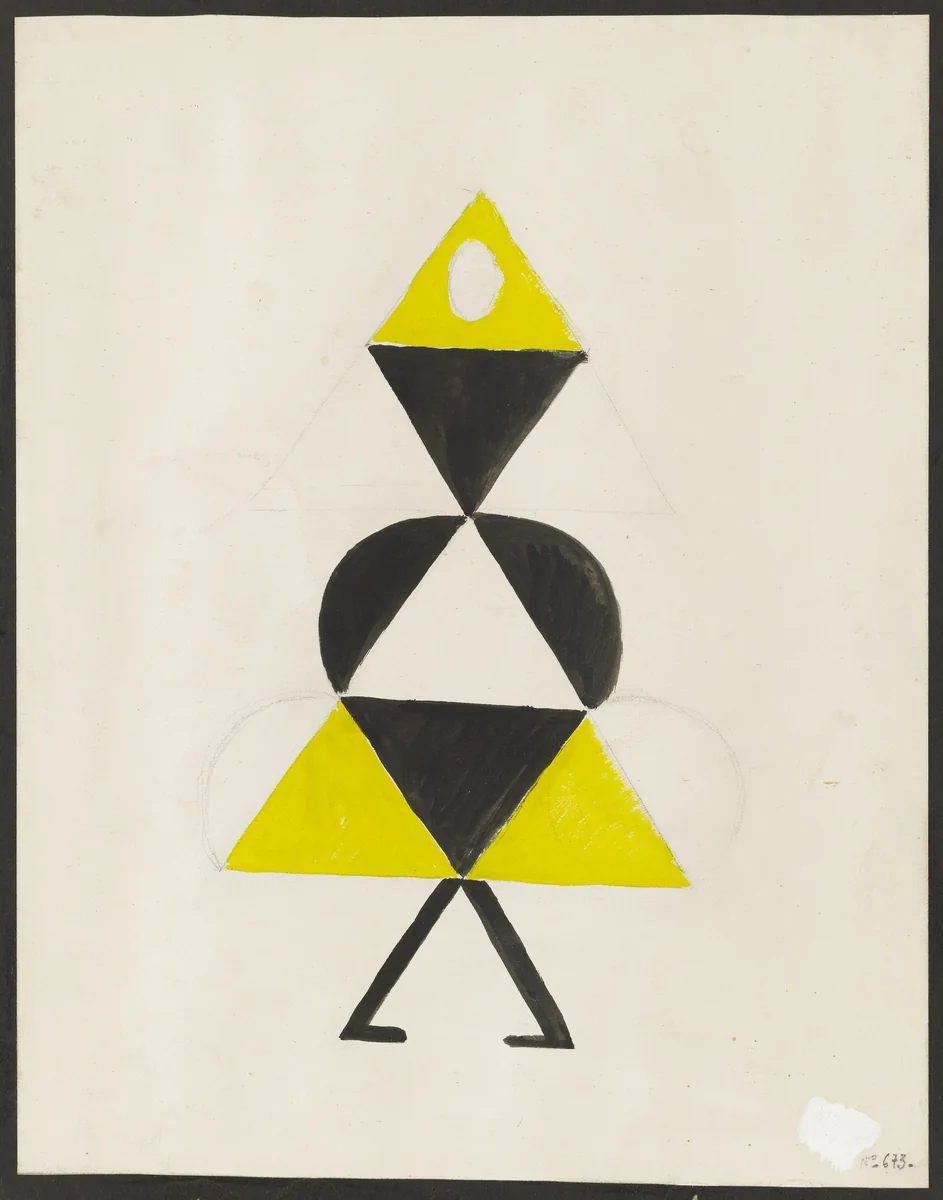 Yellow Dancer. Costume design for the play Le Coeur à Gaz by Sonia Delaunay, drawing, 1923