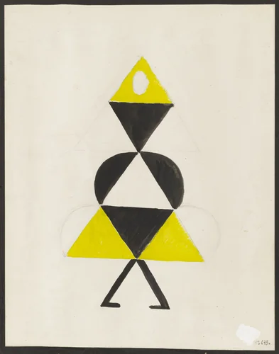 Yellow Dancer. Costume design for the play Le Coeur à Gaz by Sonia Delaunay, drawing, 1923