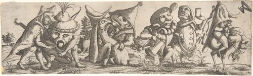 Procession of Monstrous Figures by Wendel Dietterlin, print, 1615