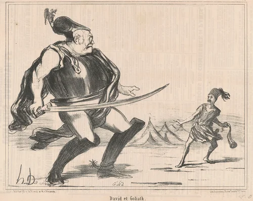 David et Goliath by Honoré Daumier, print, 1854