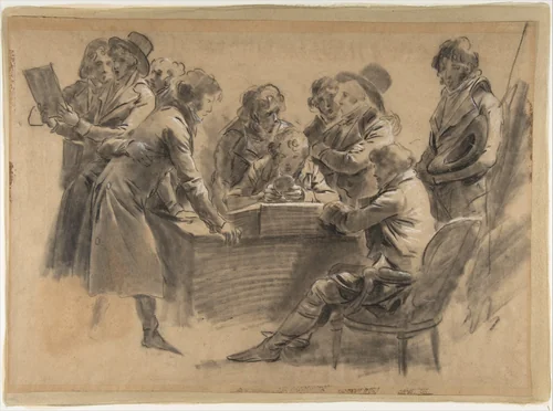 Group of Artists in Jean-Baptiste Isabey's Studio by Louis-Léopold Boilly, drawing, 1793-1803