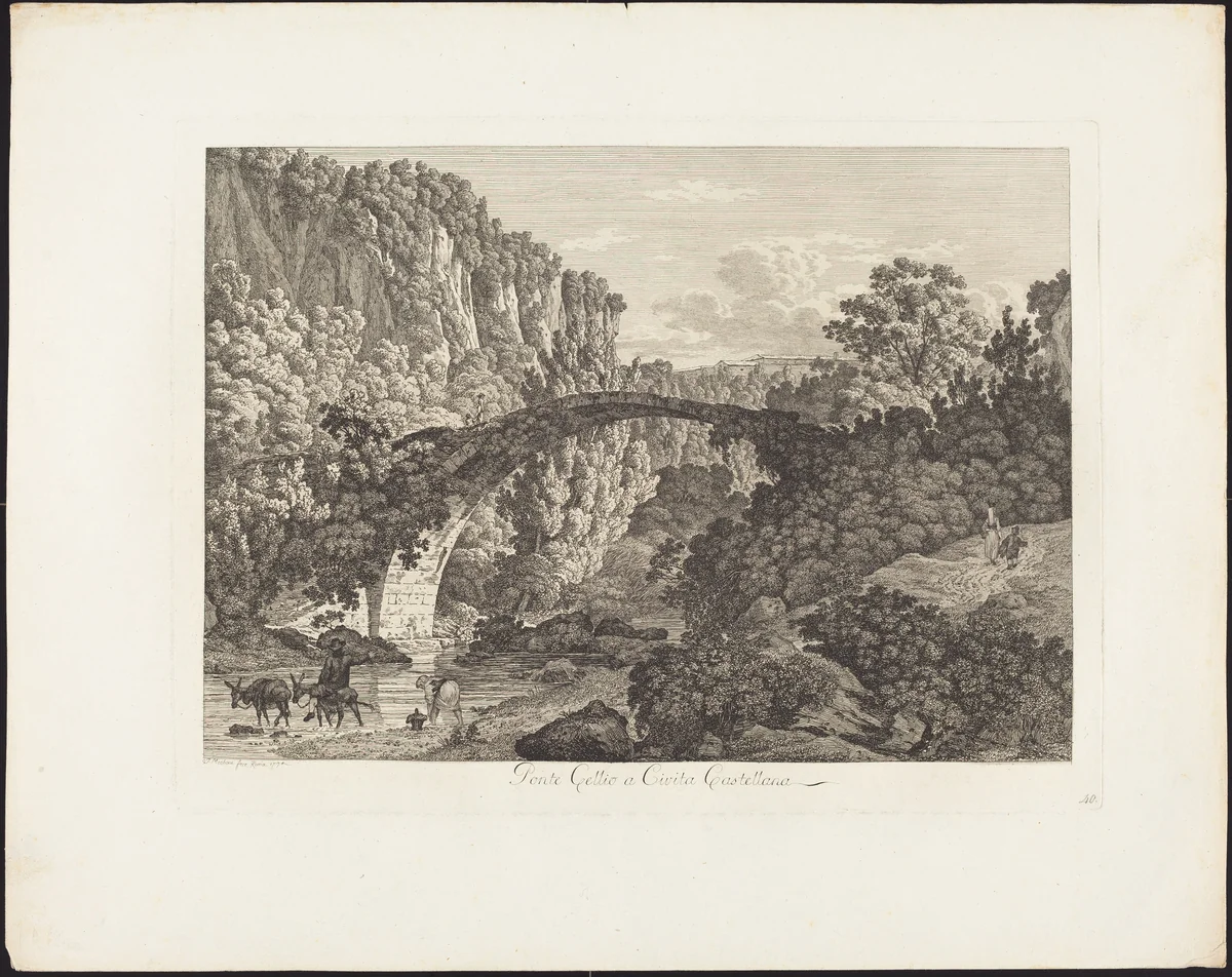 Ponte Celio a Cività Castellana by Jacob Wilhelm Mechau, portfolio, 1745-1808