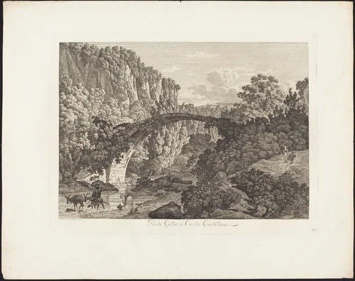 Ponte Celio a Cività Castellana by Jacob Wilhelm Mechau, portfolio, 1745-1808