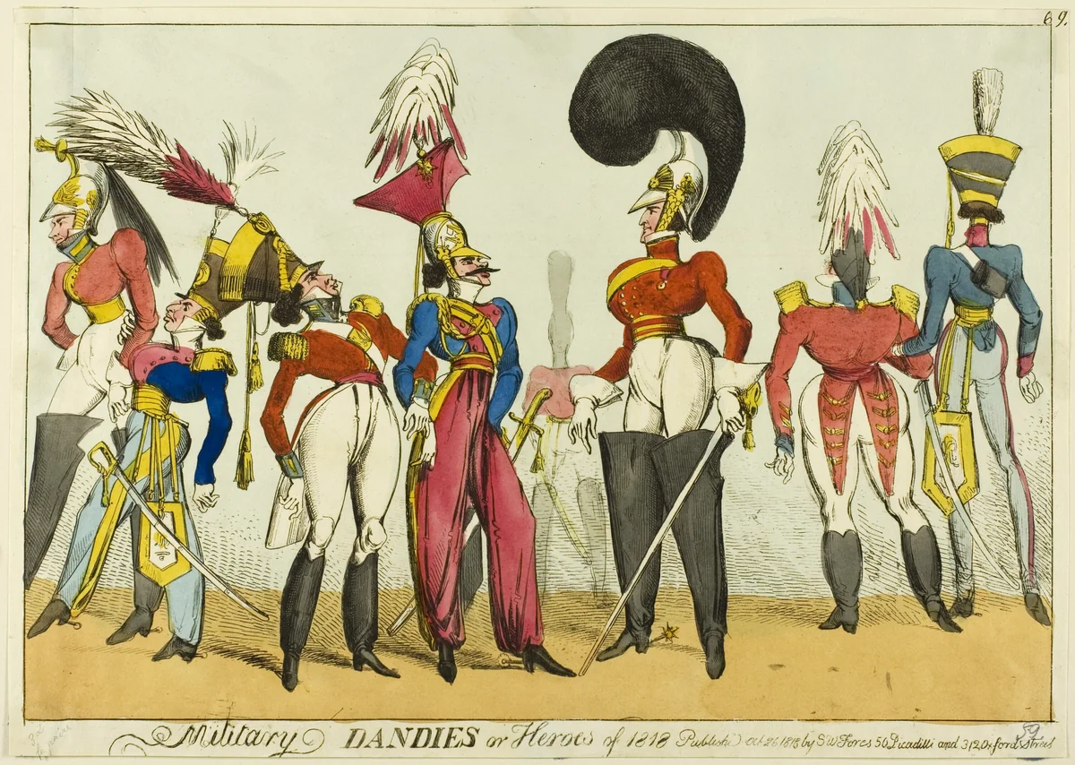 Military Dandies or Heroes of 1818 by William Heath, print, 1818