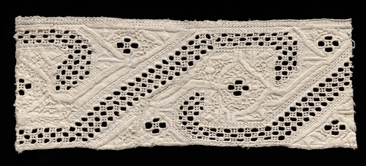 Needlepoint (Cutwork) Lace Insertion by Unknown, textile, 1500-1599