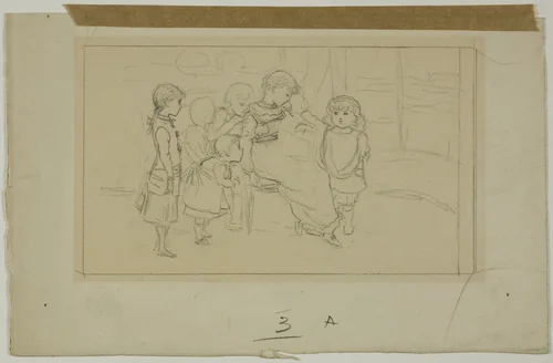 Group of Children by Kate Greenaway, drawing, 1866-1901