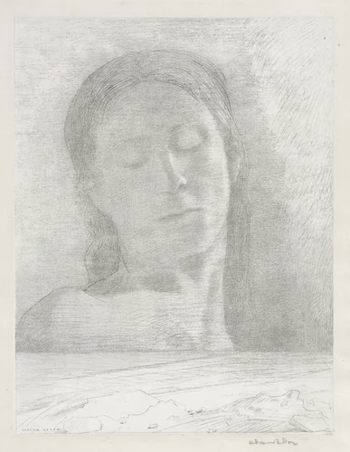 Closed Eyes by Odilon Redon, print, 1890