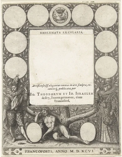 Titelpagina voor Emblemata Saecularia, 1596 by Johann Theodor de Bry, print, 1596