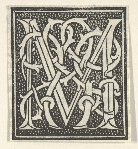 Initial letter M on patterned background by anonymous, print, 1520