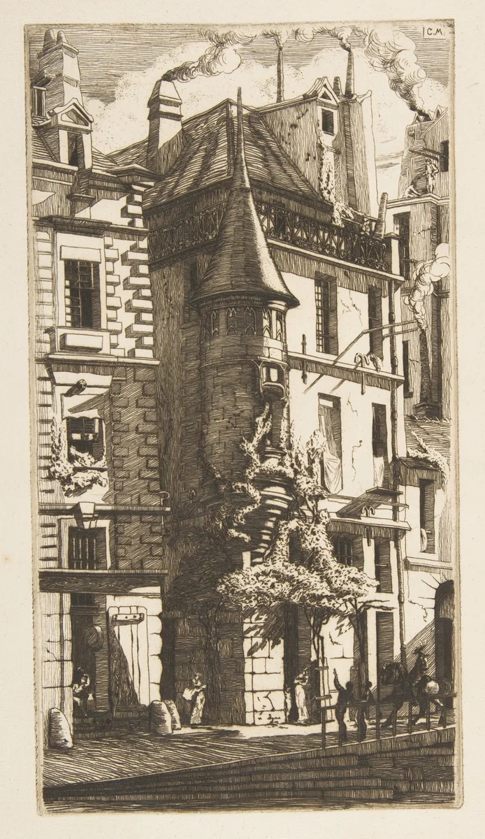 House with a Turret, rue de la Tixéranderie, Paris by Edmond Gosselin, print, 1876-1887