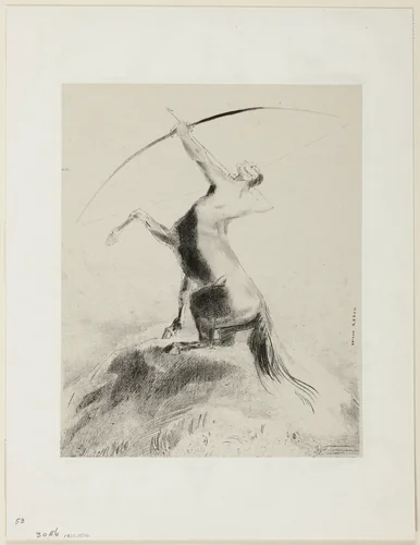 Centaur Aiming at the Clouds by Odilon Redon, print, 1883