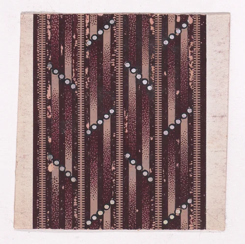Textile Design with Alternating Horizontal Strips of Pearls over a Striped Background by anonymous, drawing, 1840
