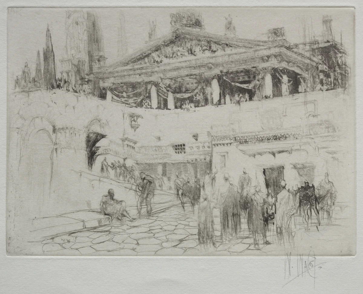 The First Wooden Temple of Jupiter by William Walcot, print, 1918