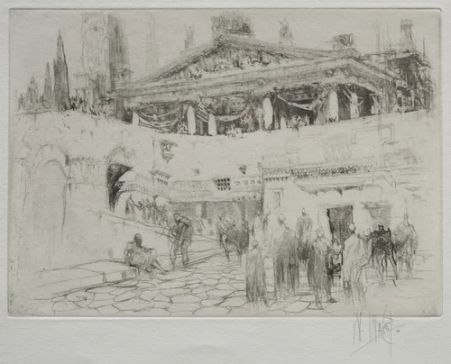 The First Wooden Temple of Jupiter by William Walcot, print, 1918