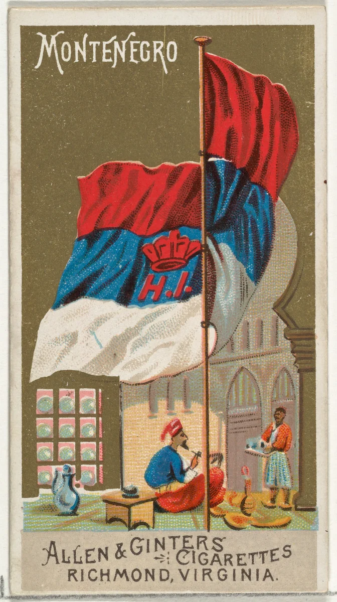 Montenegro, from Flags of All Nations, Series 2 (N10) for Allen & Ginter Cigarettes Brands by Allen & Ginter, print, 1890