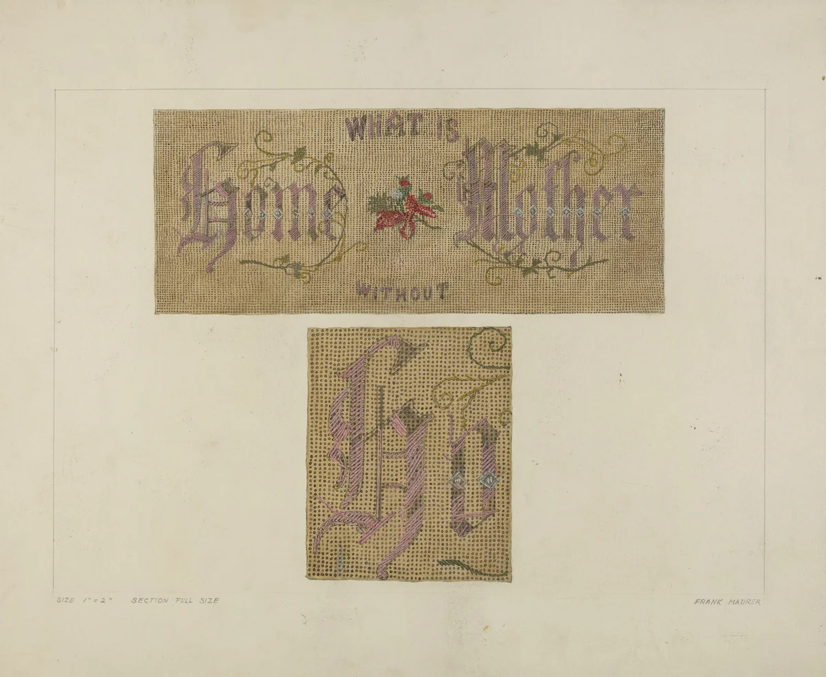 Sampler by Frank Maurer, index of american design, 1935-1942