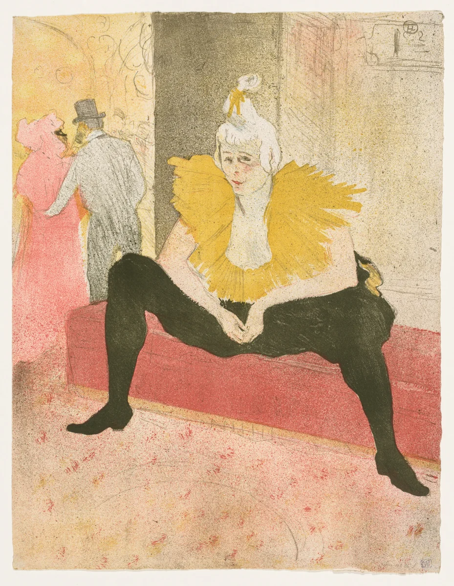 Elles: The Seated Clown, Mlle Cha-u-Ka-o by Henri de Toulouse-Lautrec, print, 1896