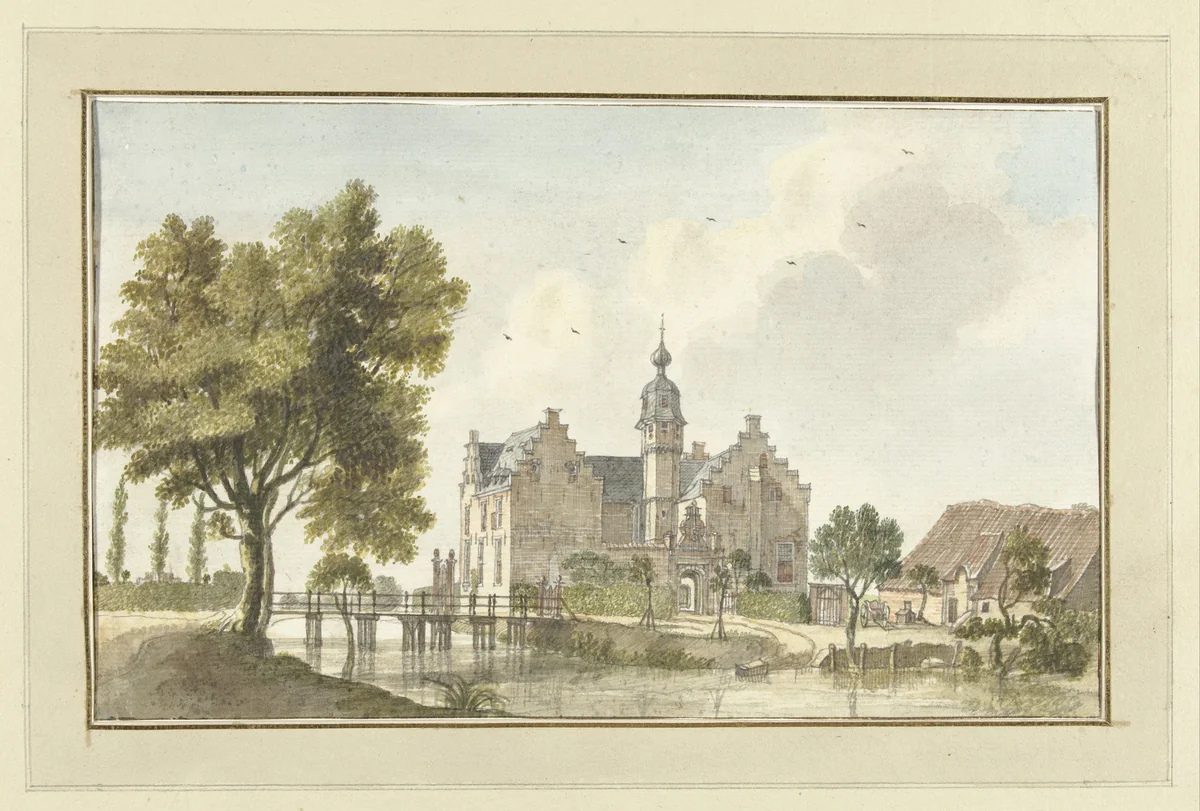 Het Huis den Ham, aan de Niers in Duitsland by Jan de Beijer, drawing, 1746