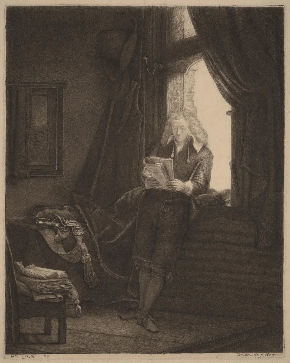 Jan Six by Rembrandt van Rijn, print, 1647