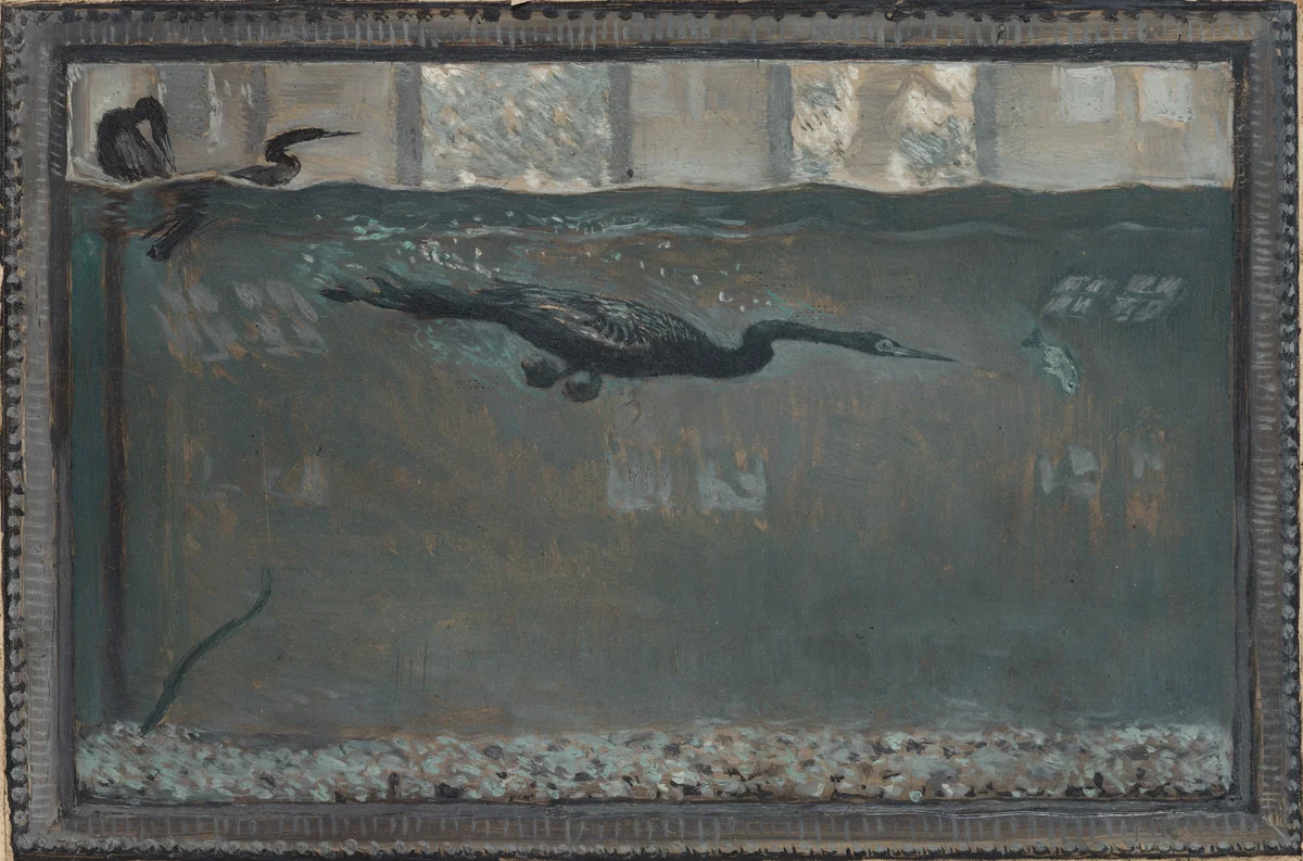 Diving Cormorant by Otto H. Bacher, painting, 1900