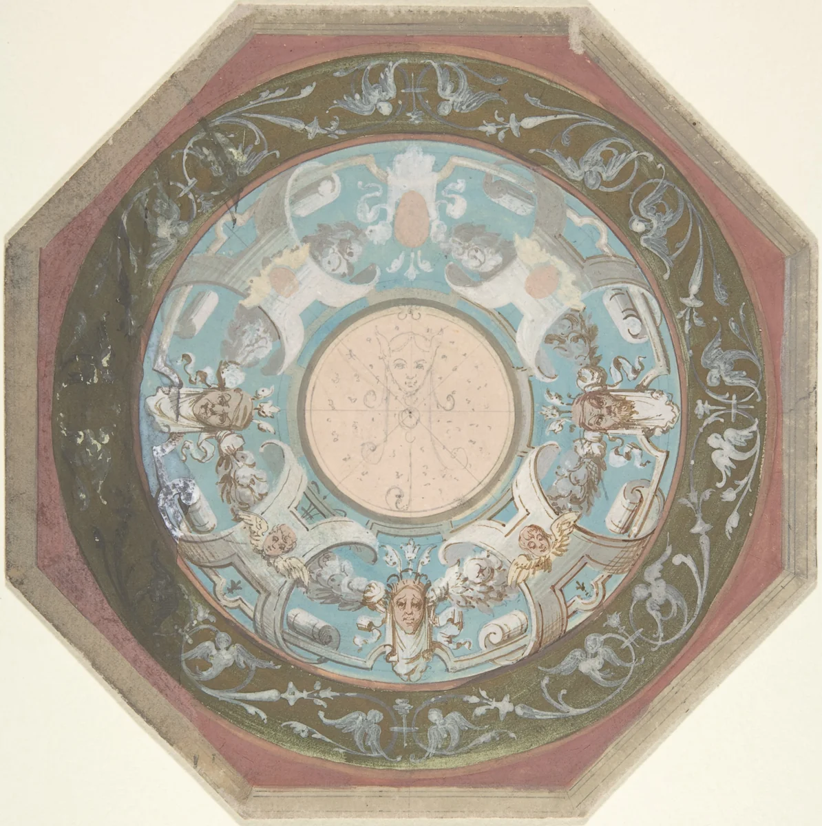 Design for Octagonal Ceiling by anonymous, drawing, 1800-1900
