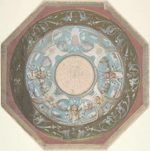 Design for Octagonal Ceiling by anonymous, drawing, 1800-1900