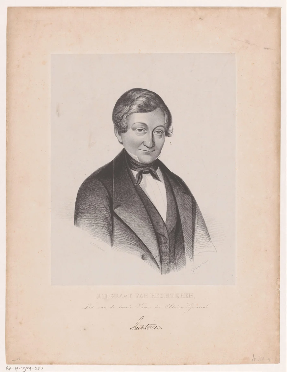 Portret van Jacob Hendrik van Rechteren van Appeltern by Antoine Franciscus Cornelis Hoffmann, print, 1832-1845