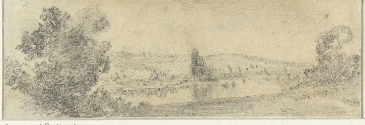 Landschap met water by Maxime François Antoine Lalanne, drawing, 1837-1886