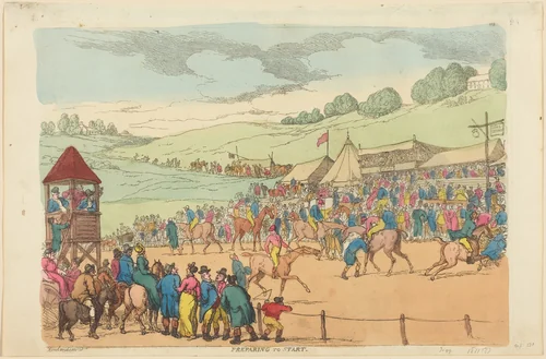 Preparing to Start by Thomas Rowlandson, print, 1811
