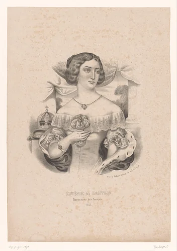 Portret van keizerin Eugénie de Montijo by Célestin Deshayes, print, 1853