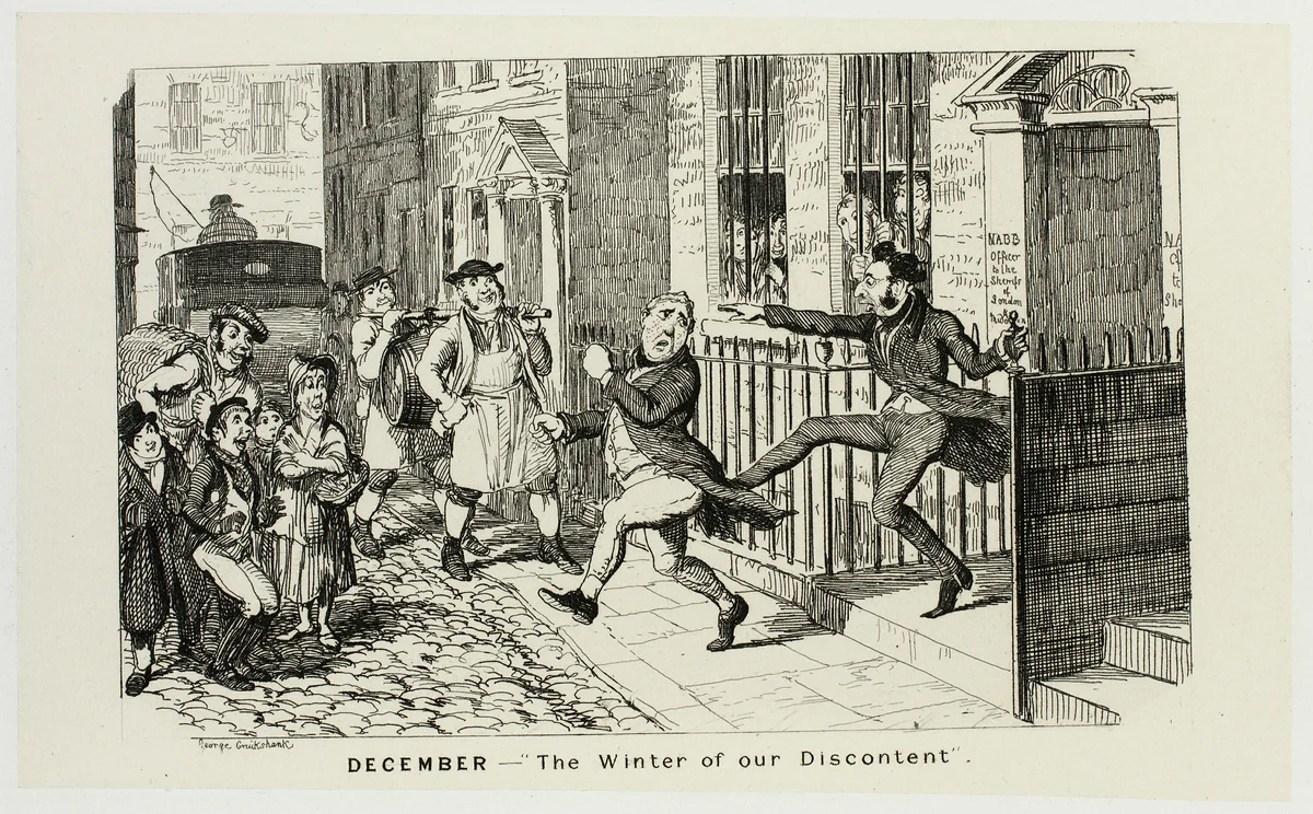 December - "The Winter of Our Discontent" from George Cruikshank's Steel Etchings to The Comic Almanacks: 1835-1853 by George Cruikshank, print, 1839