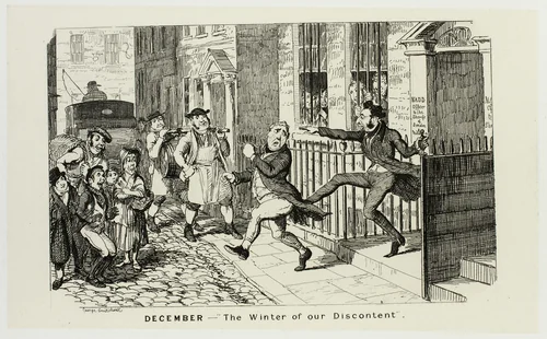 December - "The Winter of Our Discontent" from George Cruikshank's Steel Etchings to The Comic Almanacks: 1835-1853 by George Cruikshank, print, 1839