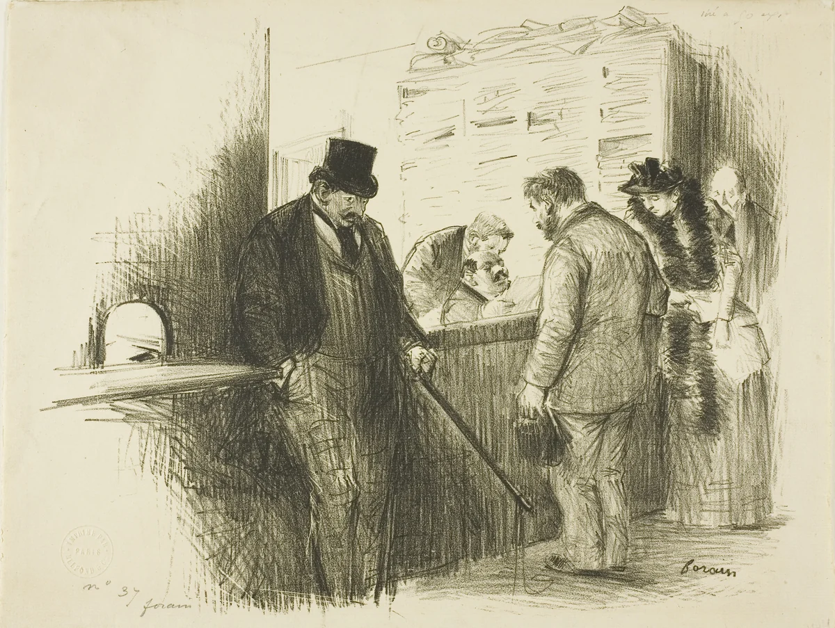 At the Bailiff's by Jean-Louis Forain, print, 1886-1896